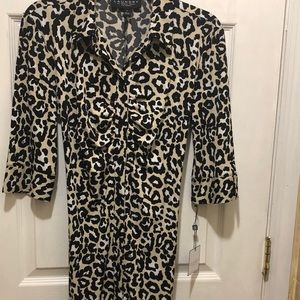 COPY - Leopard print black dress with buttons in front .